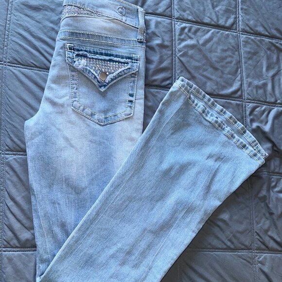 PTCL Ethical Clothing Women Light Blue Flare Bootcut Jeans Size 30 Jewel Pockets - Picture 13 of 13